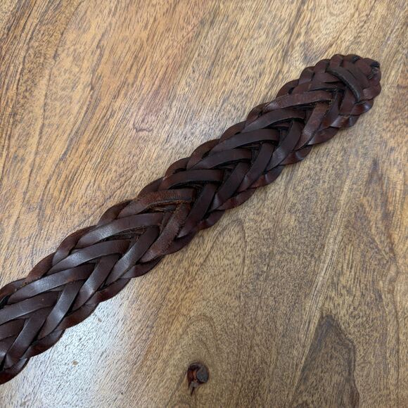 Fossil Braided Leather Belt Chocolate Brown main image 4